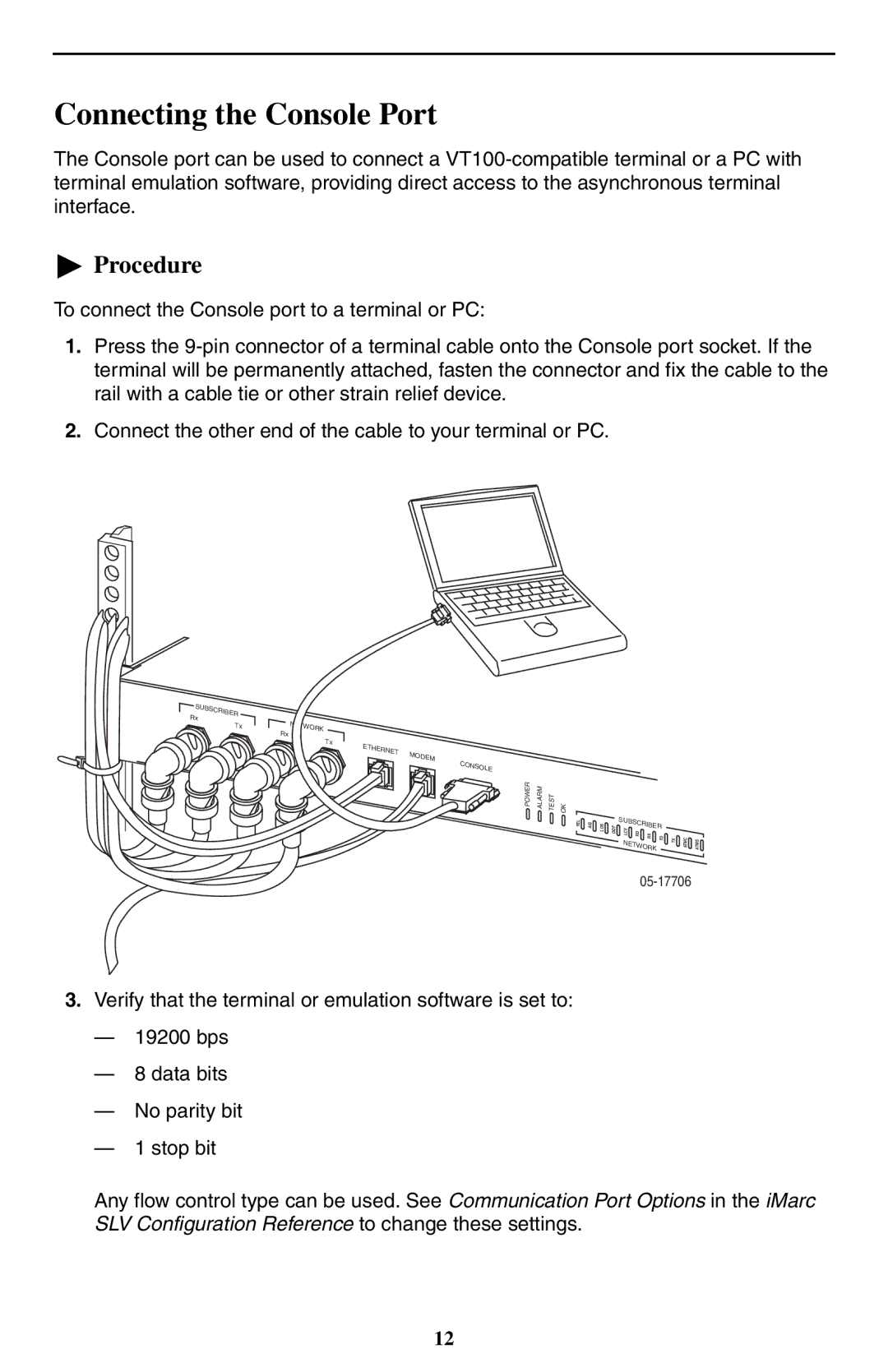 Paradyne 9550 DS3 installation instructions Connecting the Console Port 