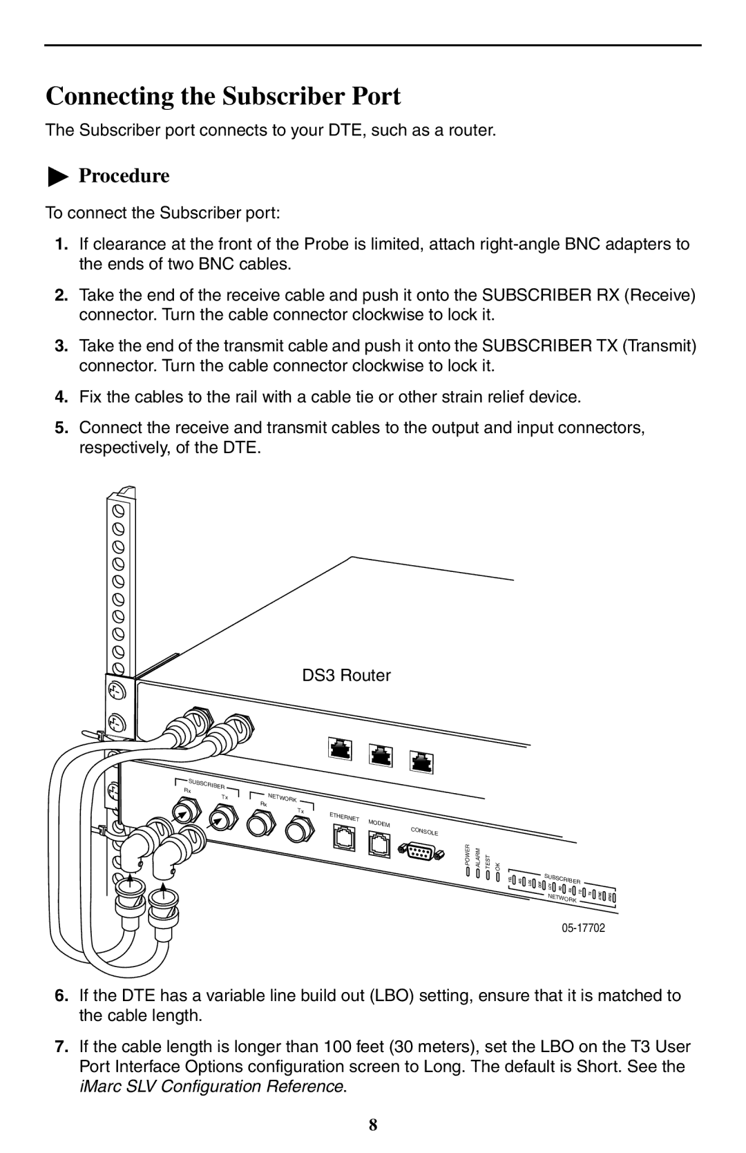 Paradyne 9550 DS3 installation instructions Connecting the Subscriber Port 