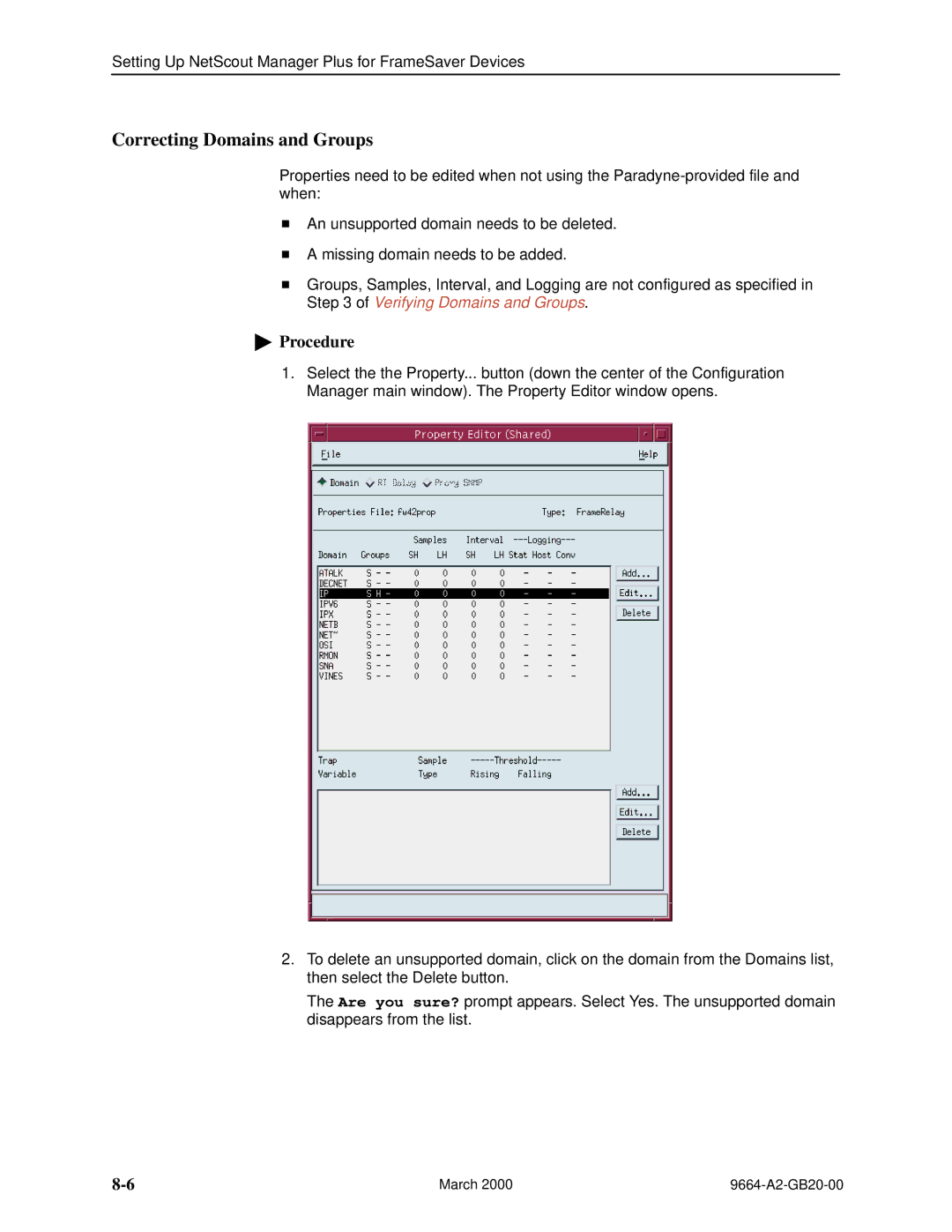 Paradyne 9664 manual Correcting Domains and Groups 