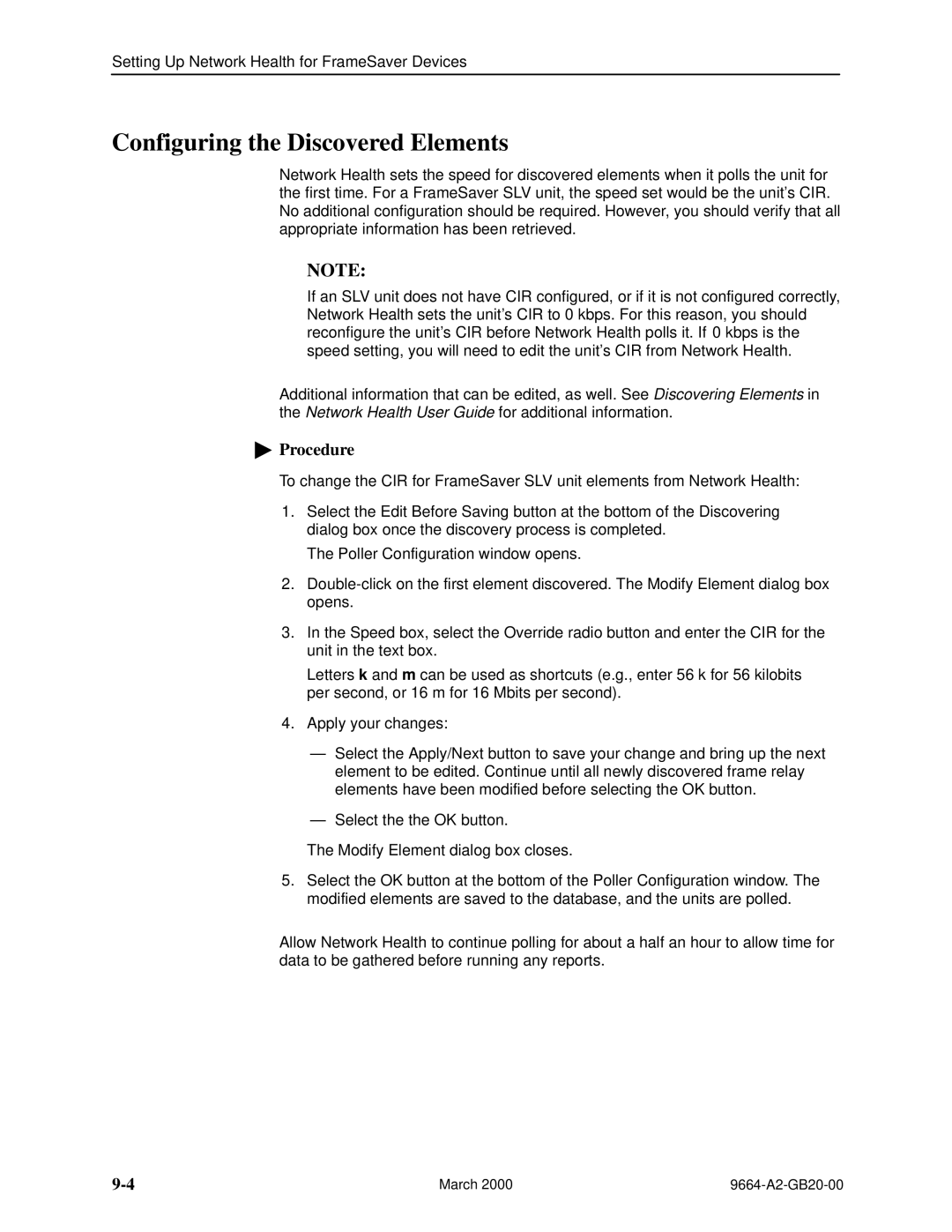 Paradyne 9664 manual Configuring the Discovered Elements 