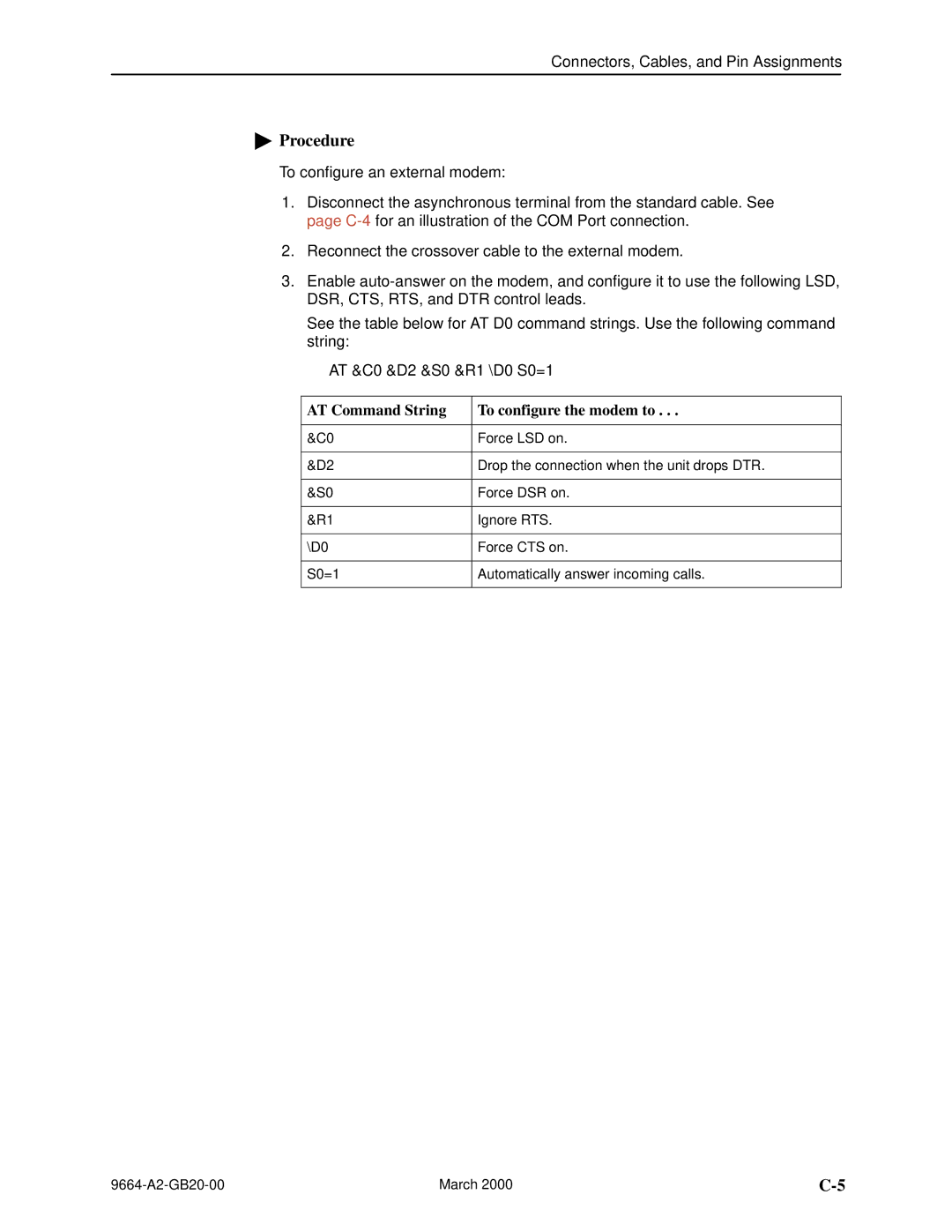 Paradyne 9664 manual AT Command String To configure the modem to 