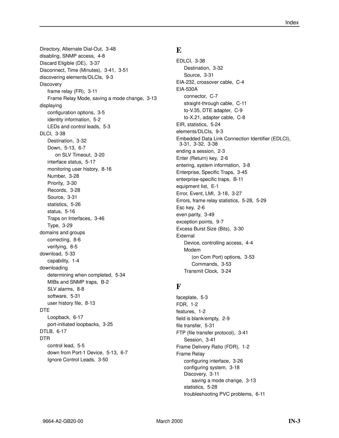 Paradyne 9664 manual IN-3 