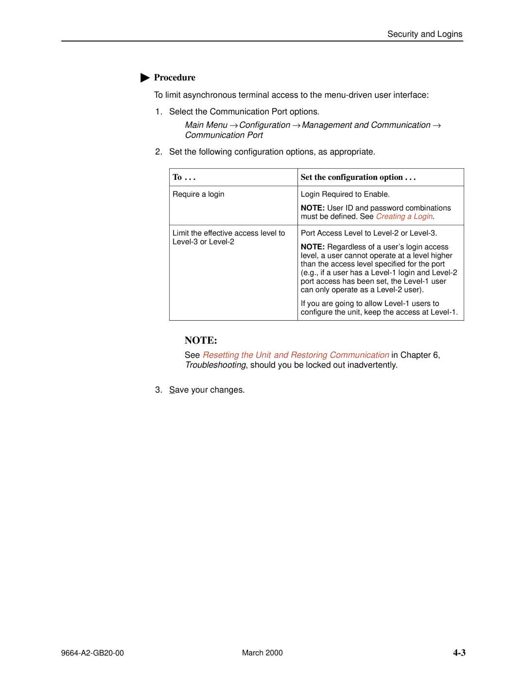 Paradyne 9664 manual Set the configuration option 