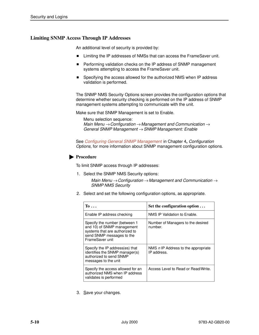 Paradyne 9783, FrameSaver DSL manual Limiting Snmp Access Through IP Addresses 