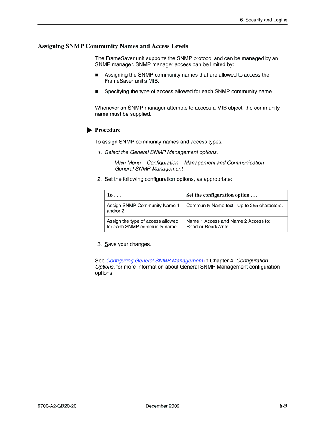 Paradyne 9720, 9788 manual Assigning Snmp Community Names and Access Levels 