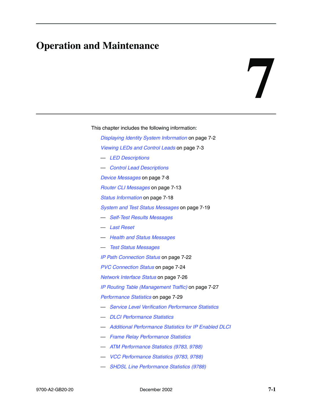 Paradyne 9720, 9788 manual Operation and Maintenance 