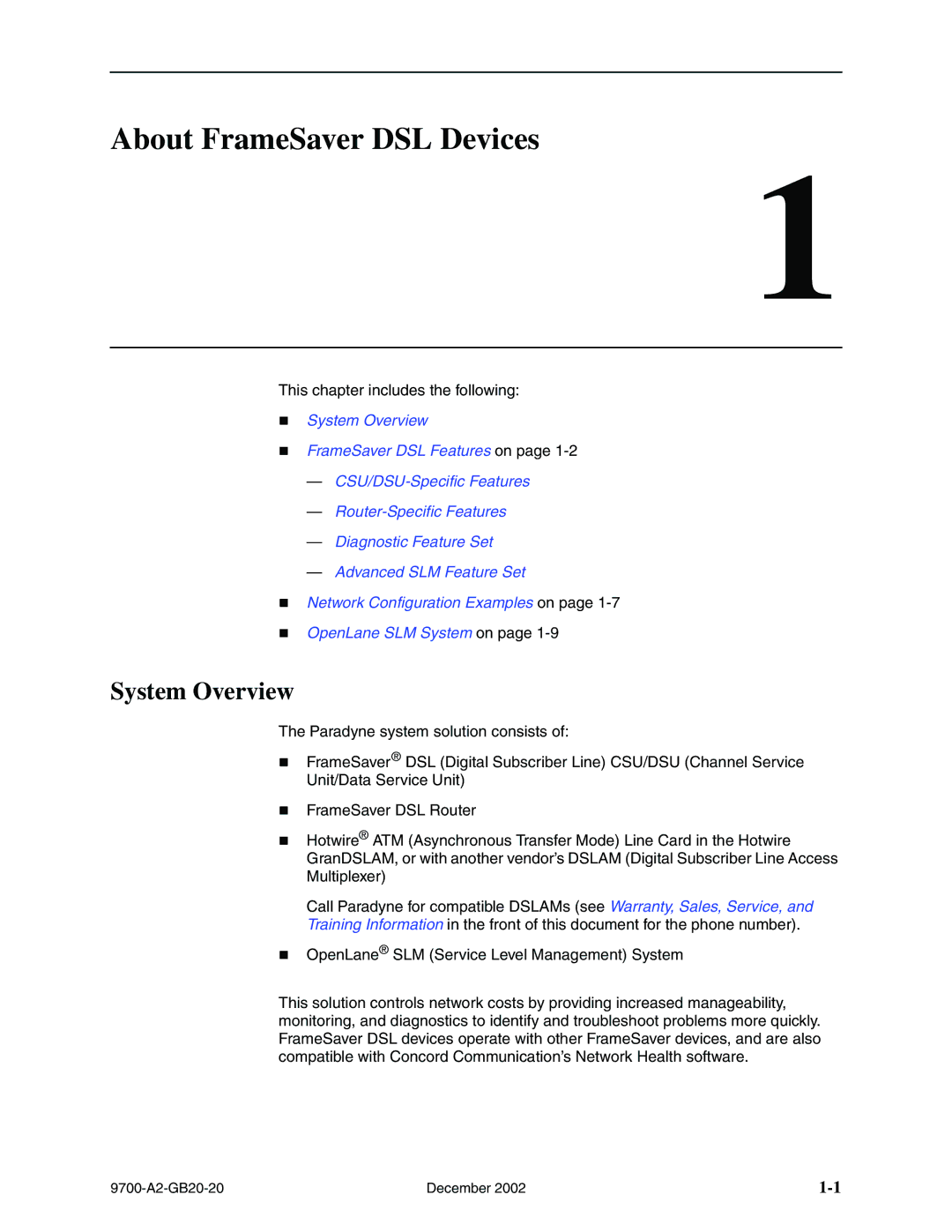 Paradyne 9720, 9788 manual About FrameSaver DSL Devices, System Overview 