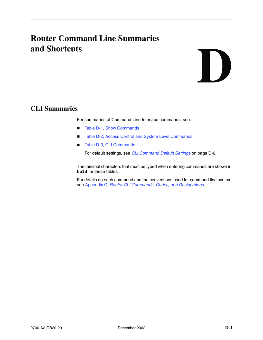 Paradyne 9720, 9788 manual Router Command Line Summaries Shortcuts, CLI Summaries 