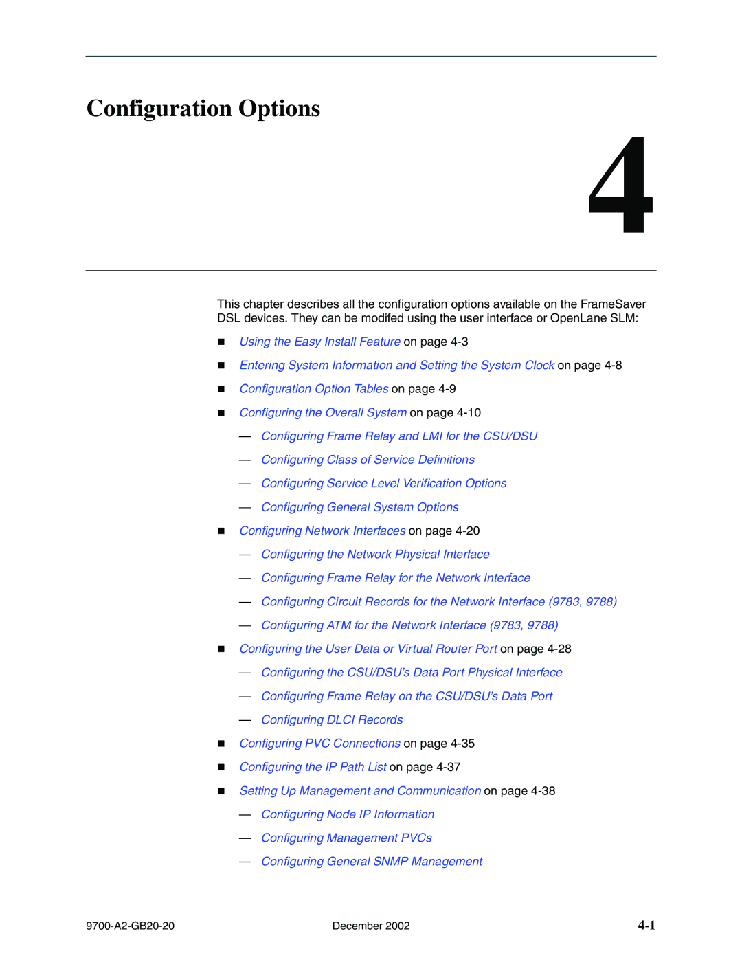 Paradyne 9720, 9788 manual Configuration Options 