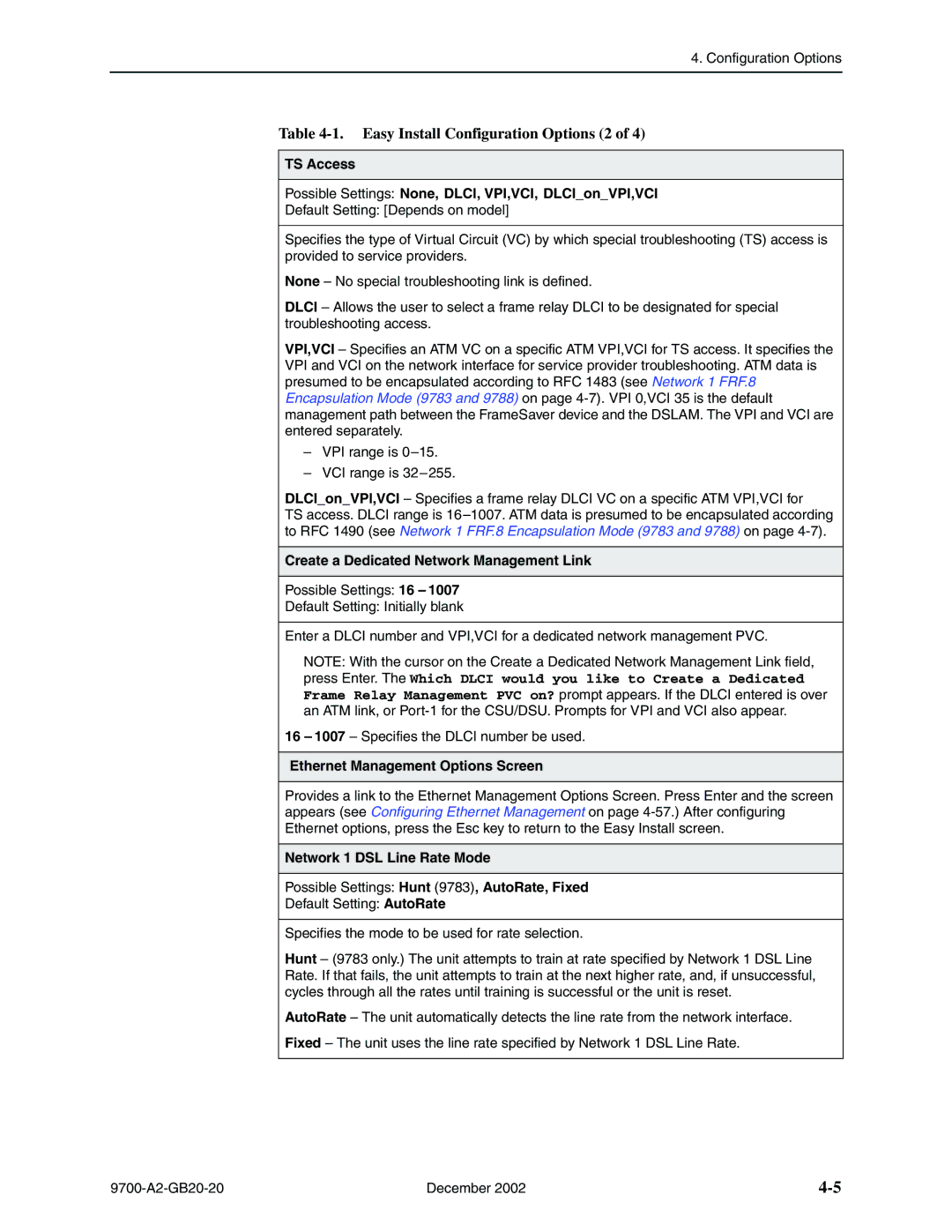 Paradyne 9720, 9788 manual Easy Install Configuration Options 2, Create a Dedicated Network Management Link 