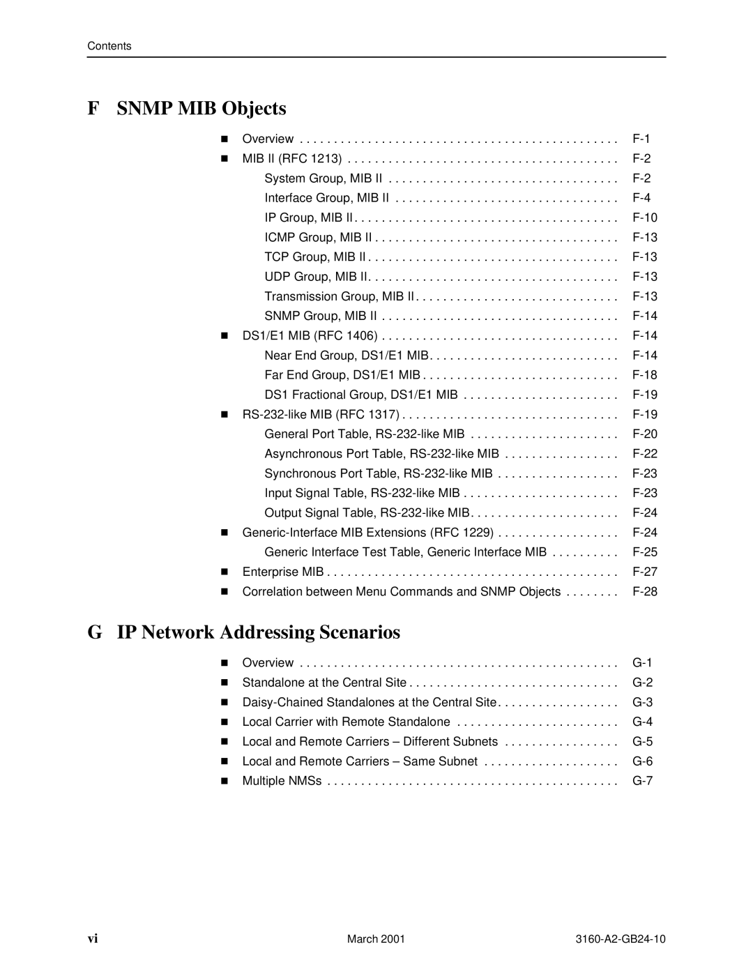 Paradyne and 3165-A4, 3160-A4, 3161 manual Snmp MIB Objects, IP Network Addressing Scenarios 