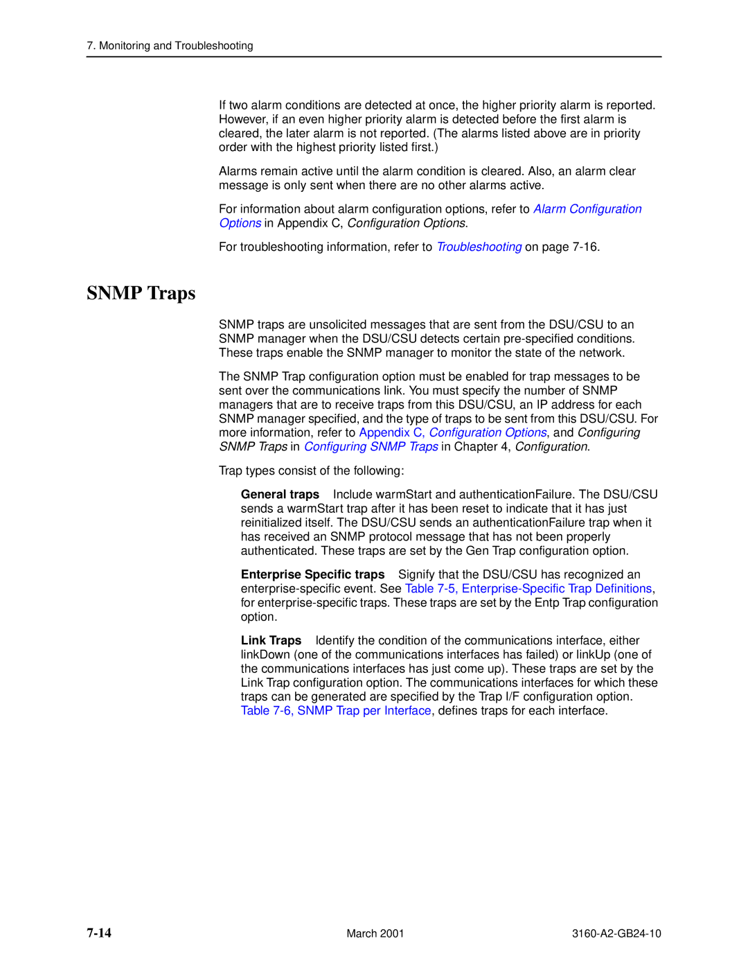 Paradyne 3161, and 3165-A4, 3160-A4 manual Snmp Traps 