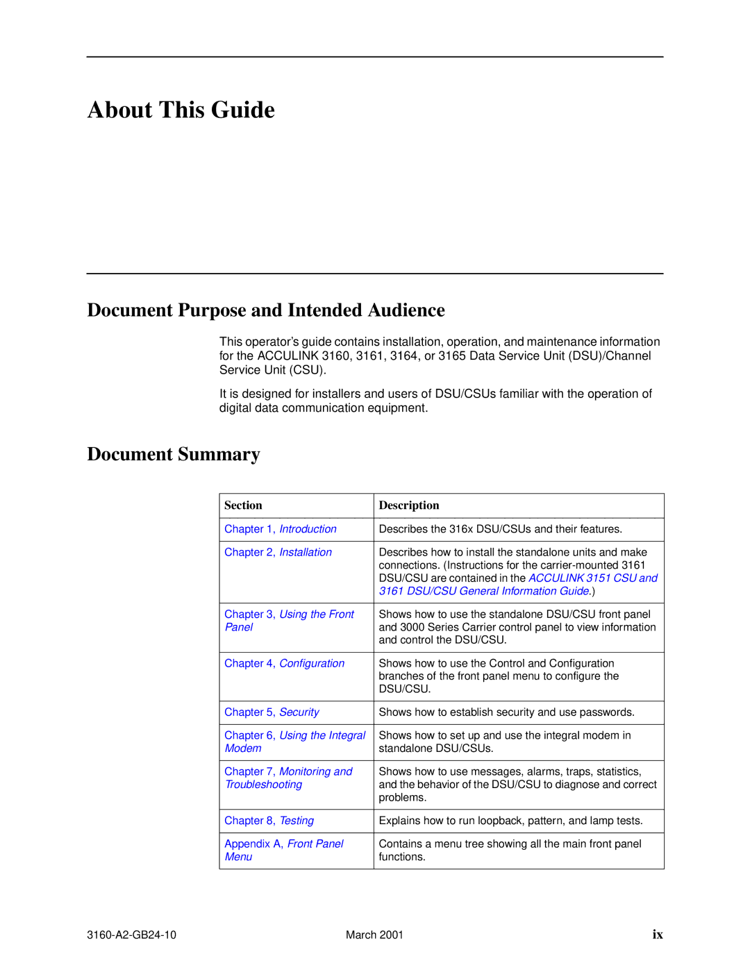 Paradyne and 3165-A4, 3160-A4, 3161 manual About This Guide, Document Purpose and Intended Audience, Document Summary 