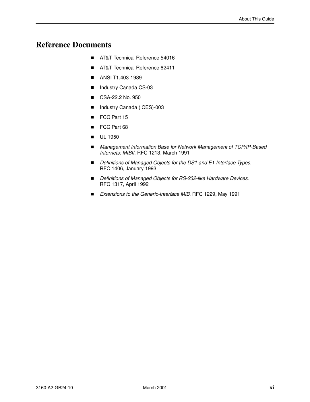 Paradyne 3161, and 3165-A4, 3160-A4 manual Reference Documents 