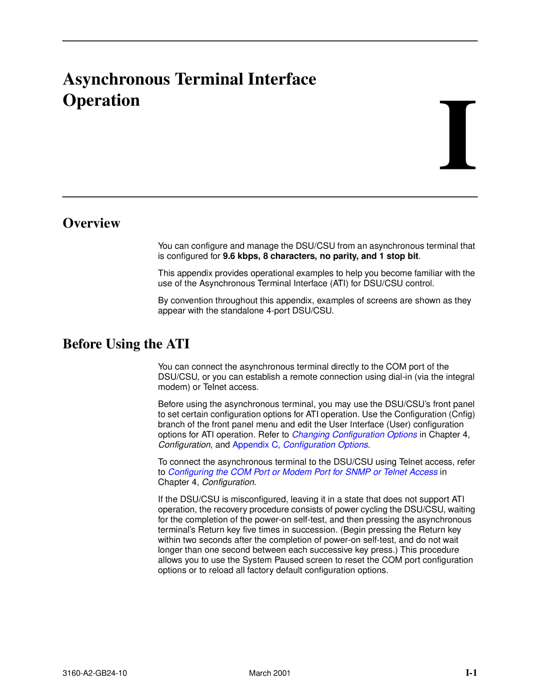 Paradyne and 3165-A4, 3160-A4, 3161 manual Asynchronous Terminal Interface Operation, Before Using the ATI 