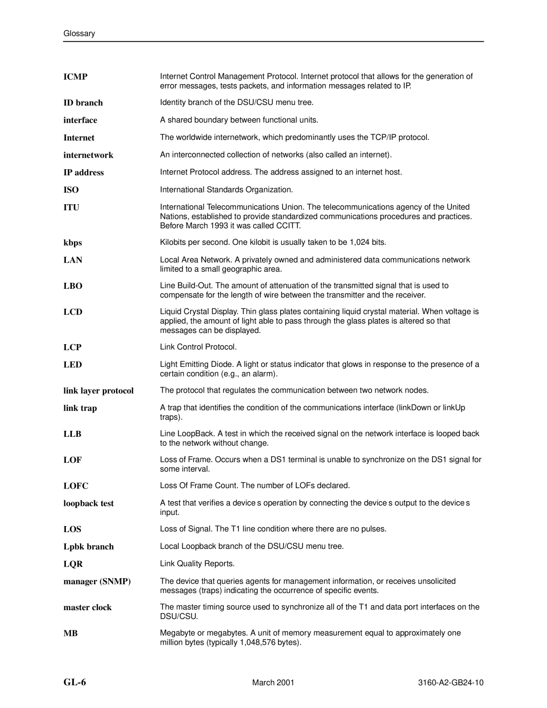 Paradyne and 3165-A4 ID branch, Interface, Internetwork, IP address, Kbps, Link layer protocol, Link trap, Lpbk branch 