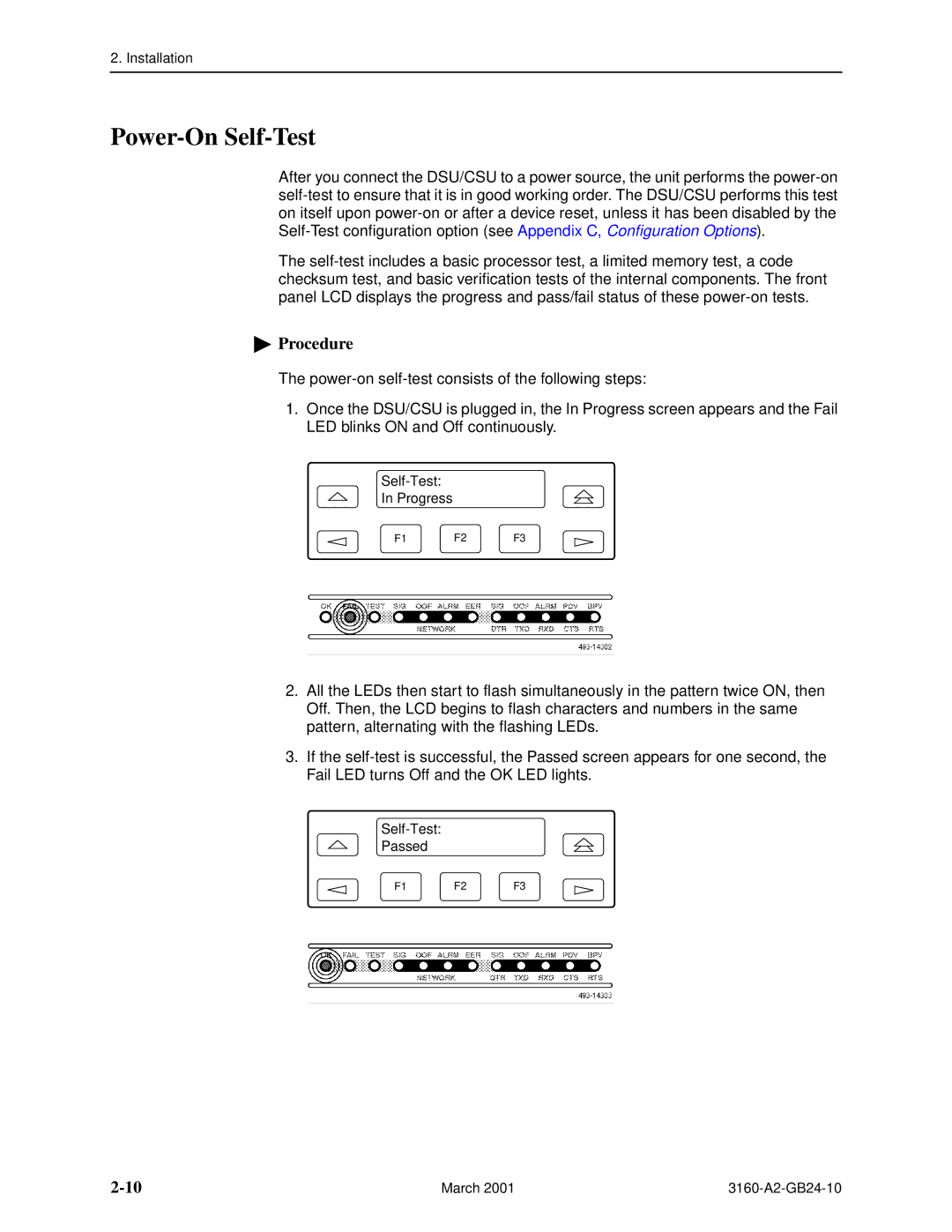 Paradyne and 3165-A4, 3160-A4, 3161 manual Power-On Self-Test 