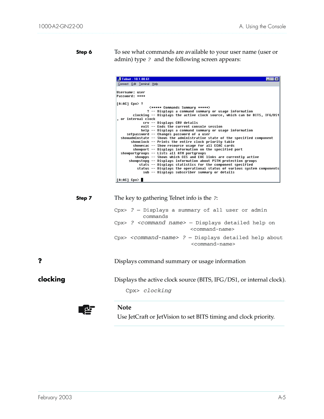 Paradyne CPX-1000 manual Admin type ? and the following screen appears, Key to gathering Telnet info is the ? 