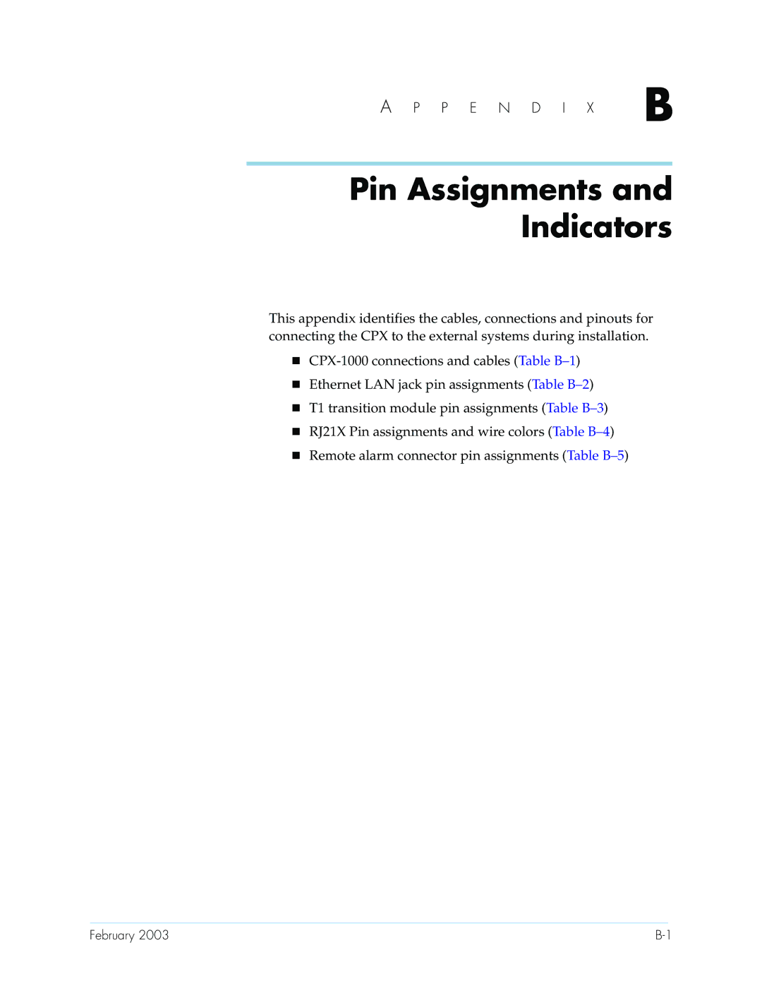 Paradyne CPX-1000 manual Pin Assignments and Indicators 