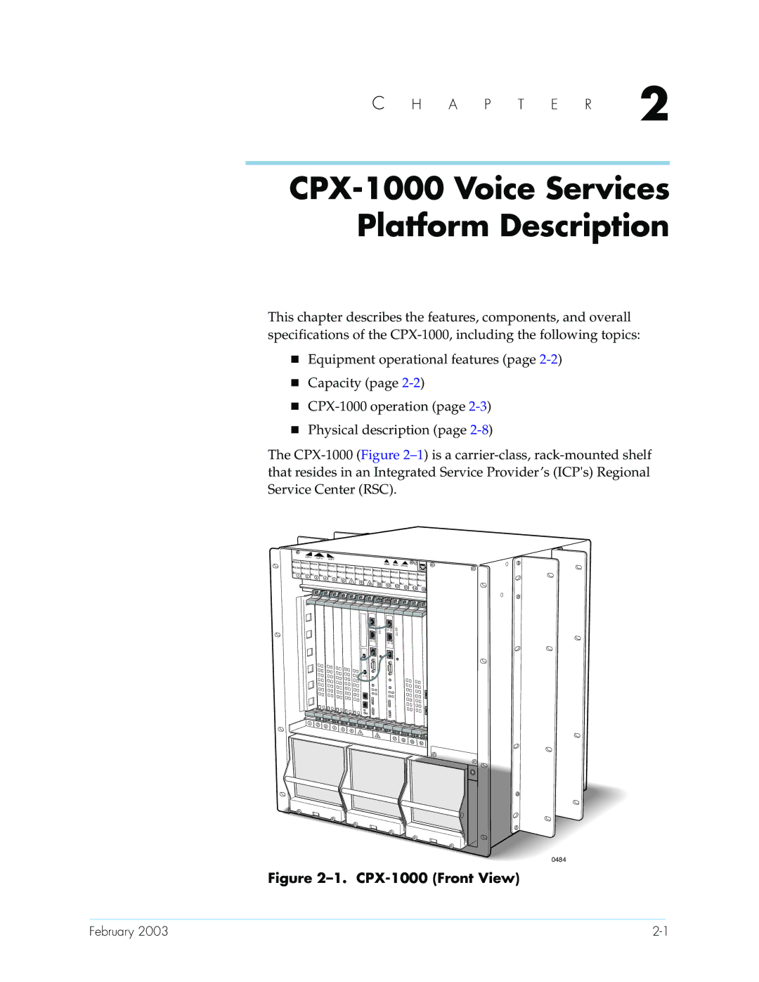 Paradyne manual CPX-1000 Voice Services Platform Description, CPX-1000 Front View 