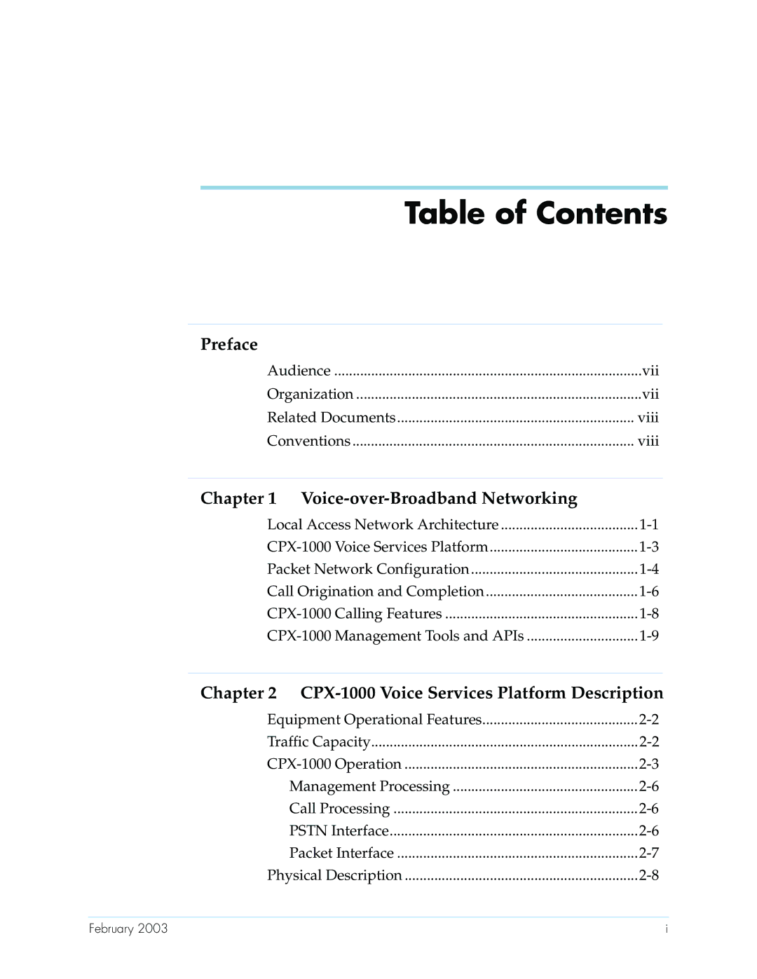 Paradyne CPX-1000 manual Table of Contents 