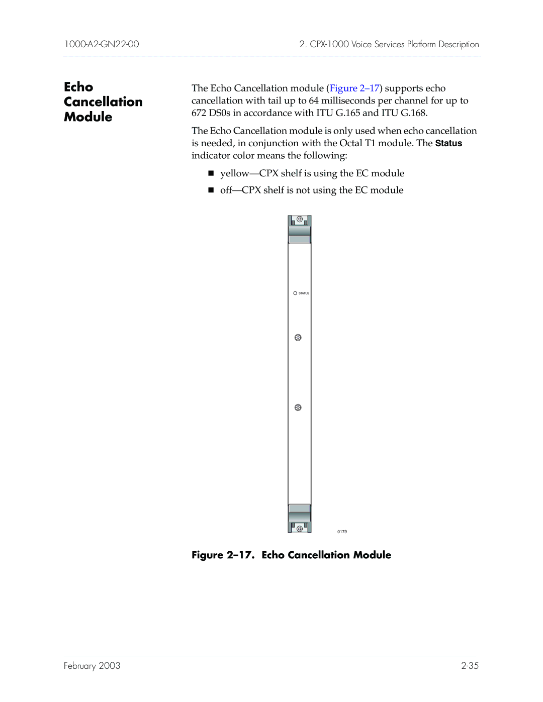 Paradyne CPX-1000 manual Echo Cancellation Module 