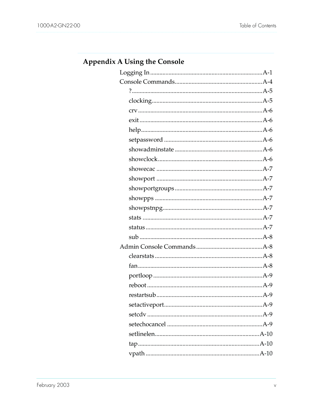 Paradyne CPX-1000 manual Appendix a Using the Console 