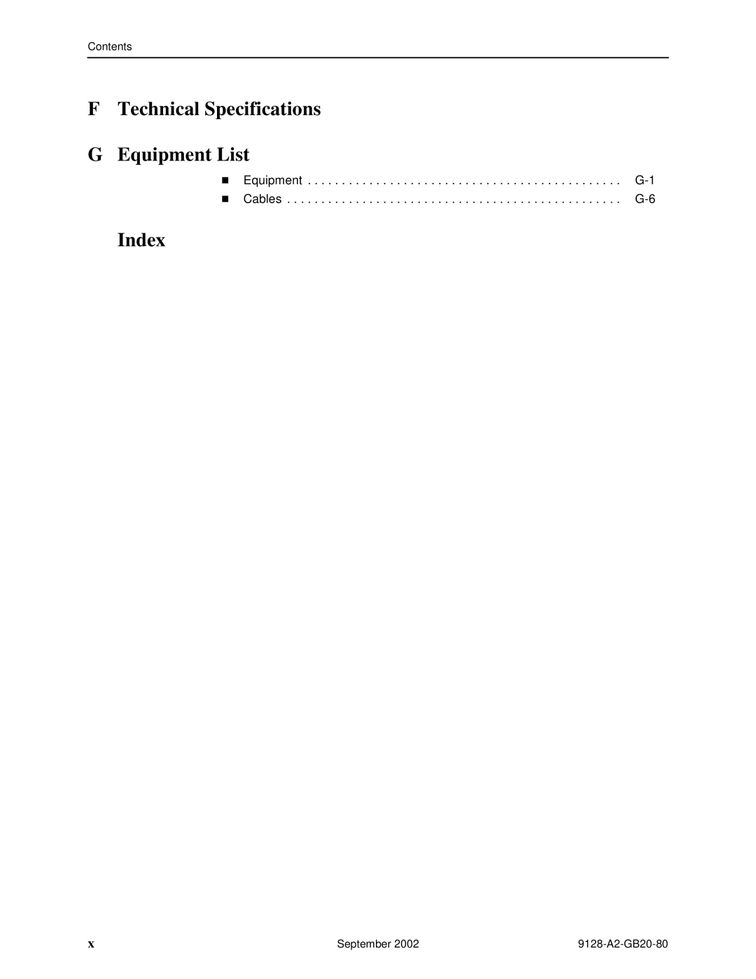 Paradyne CSU, DSU, 9126-II, 9128-II manual Technical Specifications Equipment List, Index 