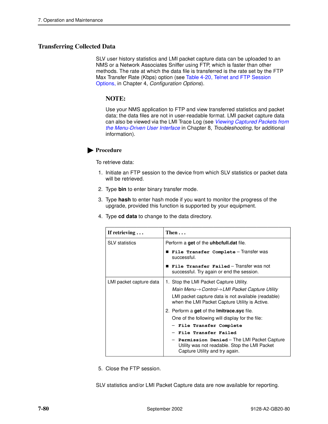 Paradyne 9128-II, CSU, DSU, 9126-II manual Transferring Collected Data, If retrieving Hen 