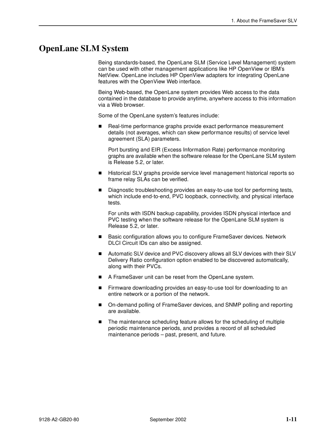 Paradyne CSU, DSU, 9126-II, 9128-II manual OpenLane SLM System 