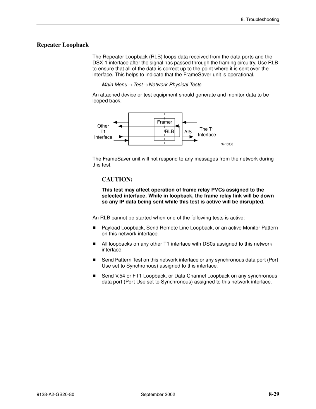 Paradyne 9126-II, CSU, DSU, 9128-II manual Repeater Loopback, Rlb Ais 