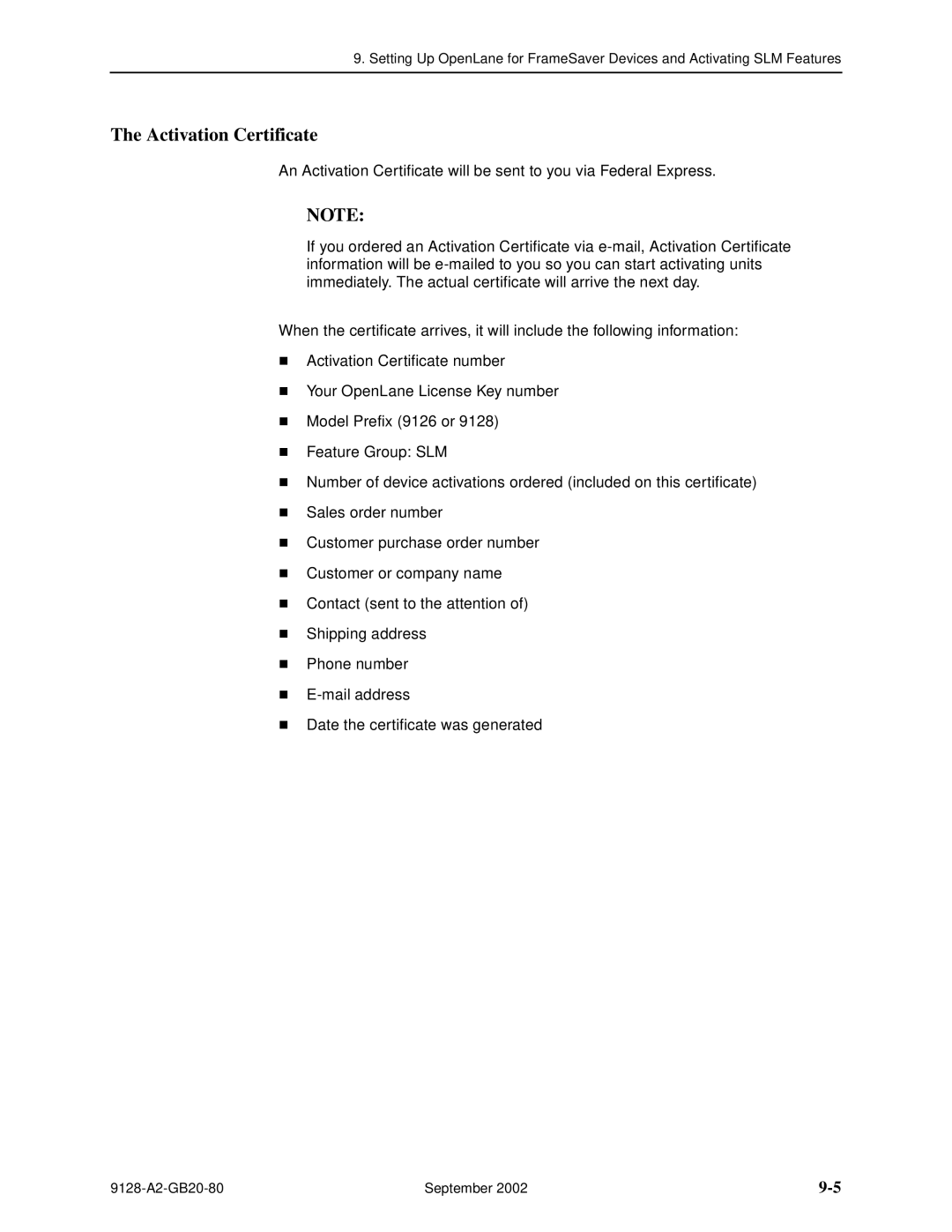 Paradyne 9126-II, CSU, DSU, 9128-II manual Activation Certificate 