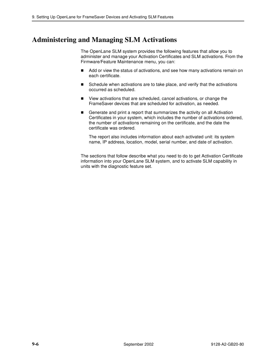 Paradyne 9128-II, CSU, DSU, 9126-II manual Administering and Managing SLM Activations 