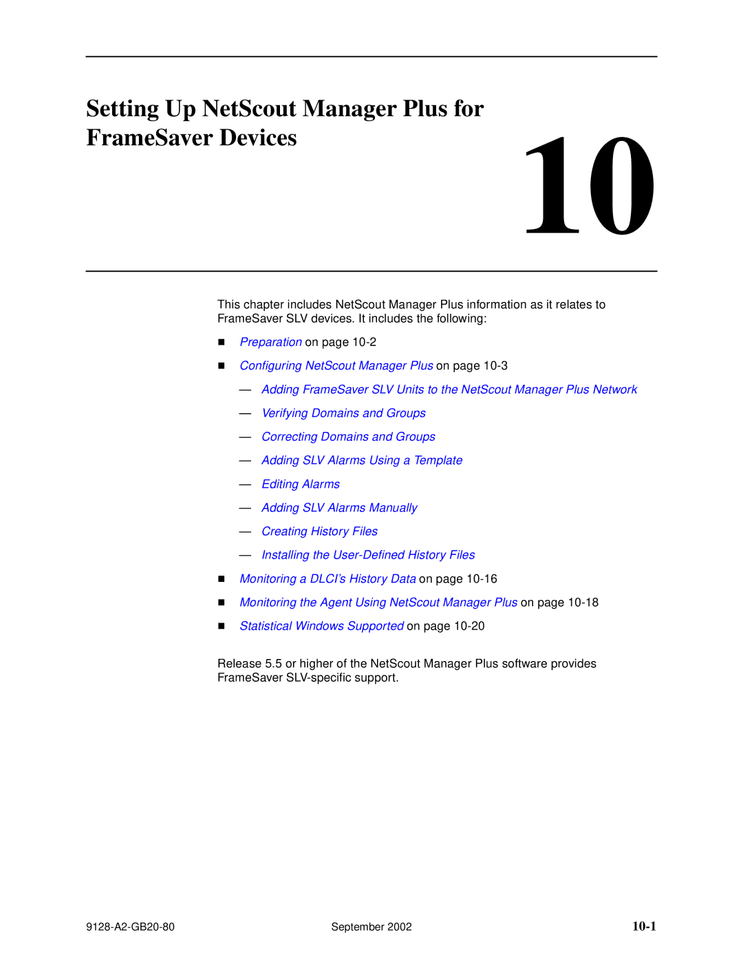 Paradyne CSU, DSU, 9126-II, 9128-II manual Setting Up NetScout Manager Plus for FrameSaver Devices, 10-1 