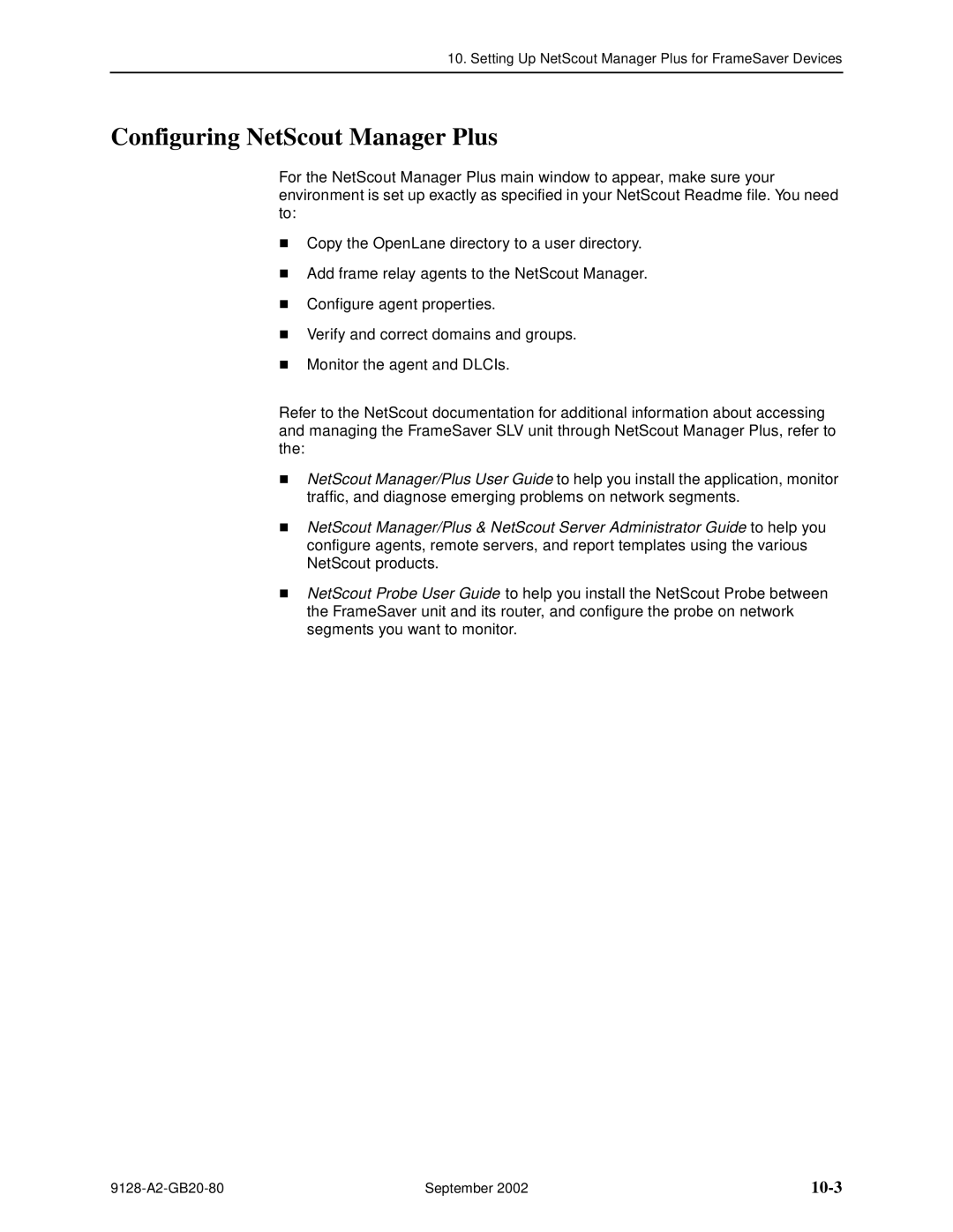 Paradyne 9126-II, CSU, DSU, 9128-II manual Configuring NetScout Manager Plus, 10-3 