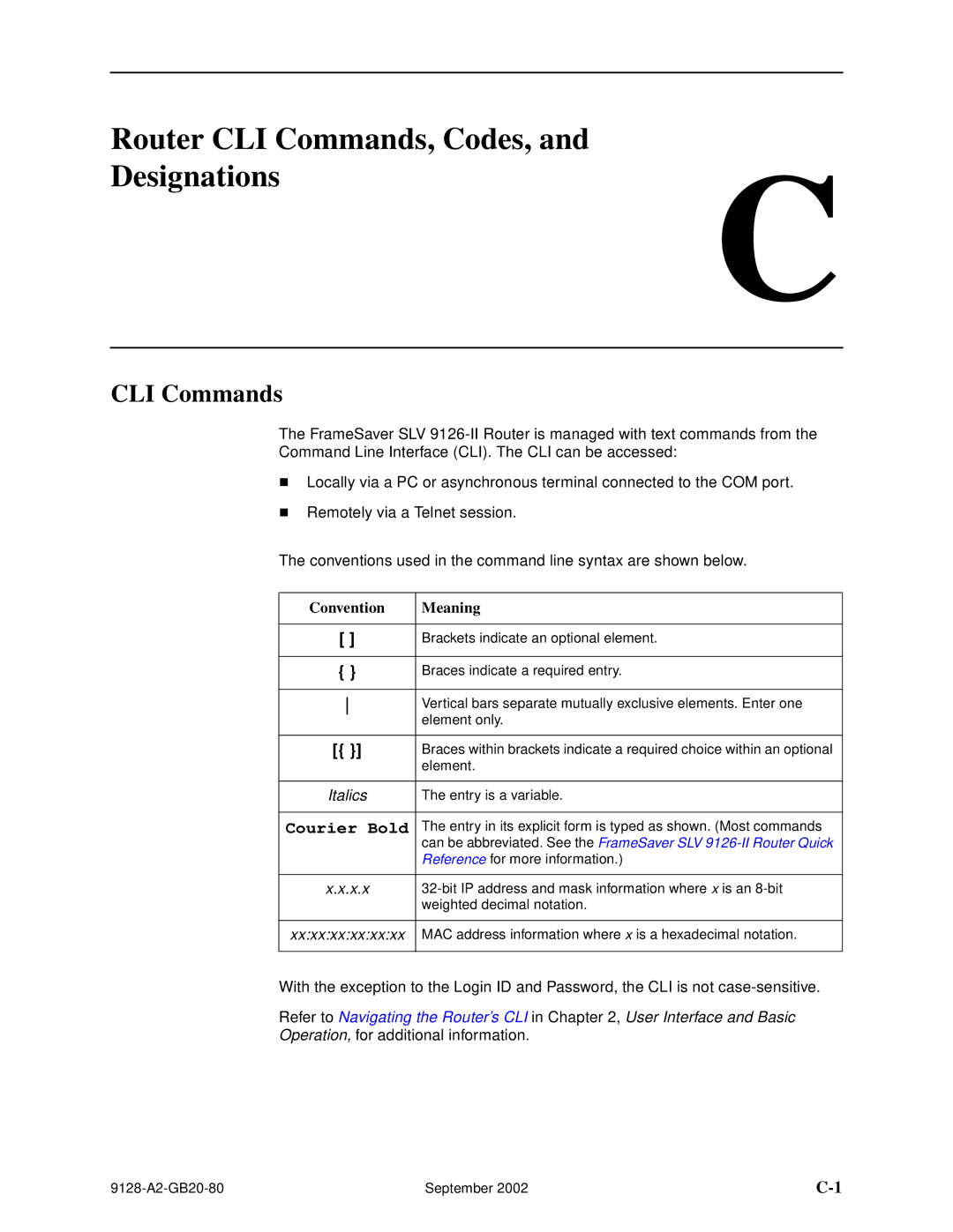 Paradyne CSU, DSU, 9126-II, 9128-II manual CLI Commands, Convention Meaning, X.x, Xxxxxxxxxxxx, Italics 