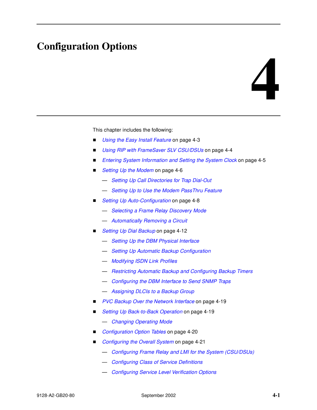 Paradyne 9126-II, CSU, DSU, 9128-II manual Configuration Options 