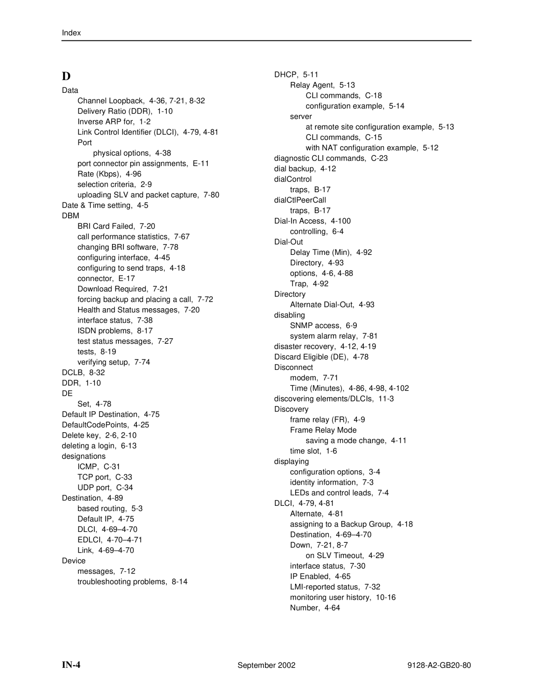 Paradyne 9128-II, CSU, DSU, 9126-II manual IN-4, Dbm 