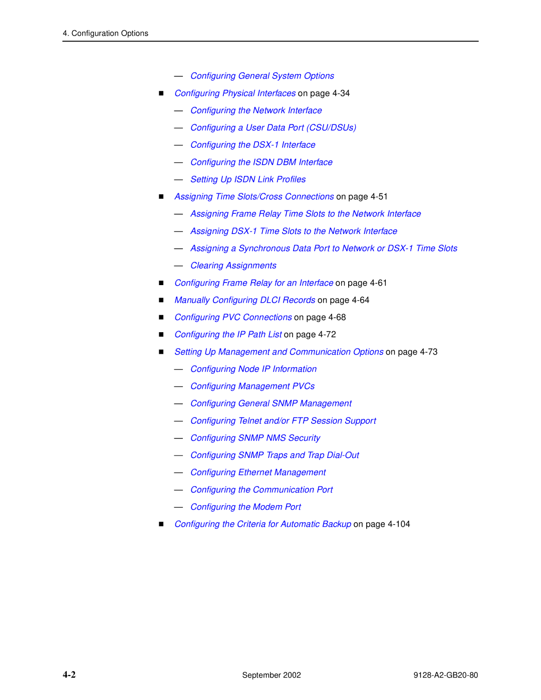 Paradyne 9128-II, CSU, DSU, 9126-II manual Configuration Options 