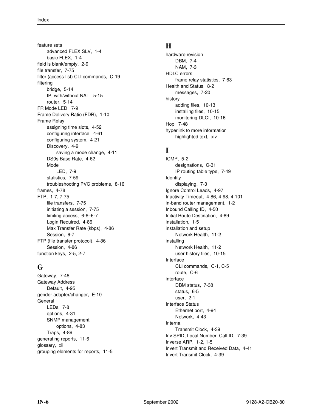 Paradyne CSU, DSU, 9126-II, 9128-II manual IN-6 