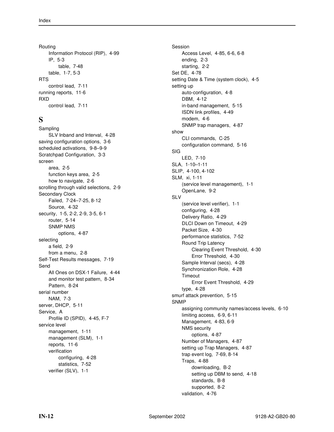 Paradyne 9128-II, CSU, DSU, 9126-II manual IN-12 