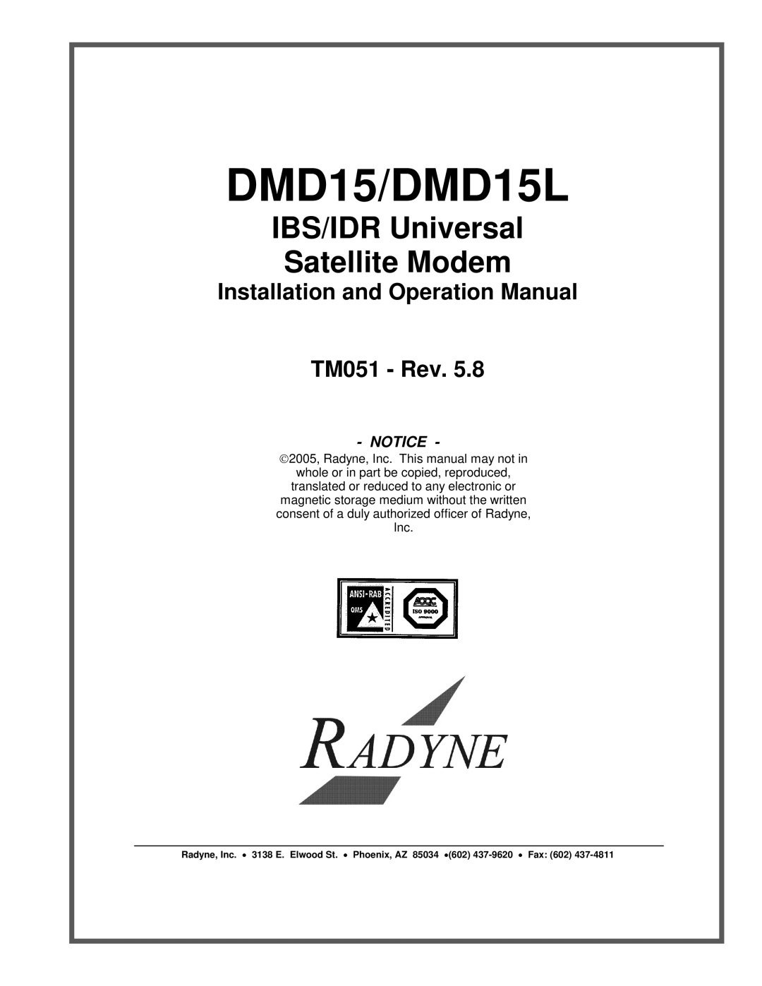 Paradyne operation manual DMD15/DMD15L 