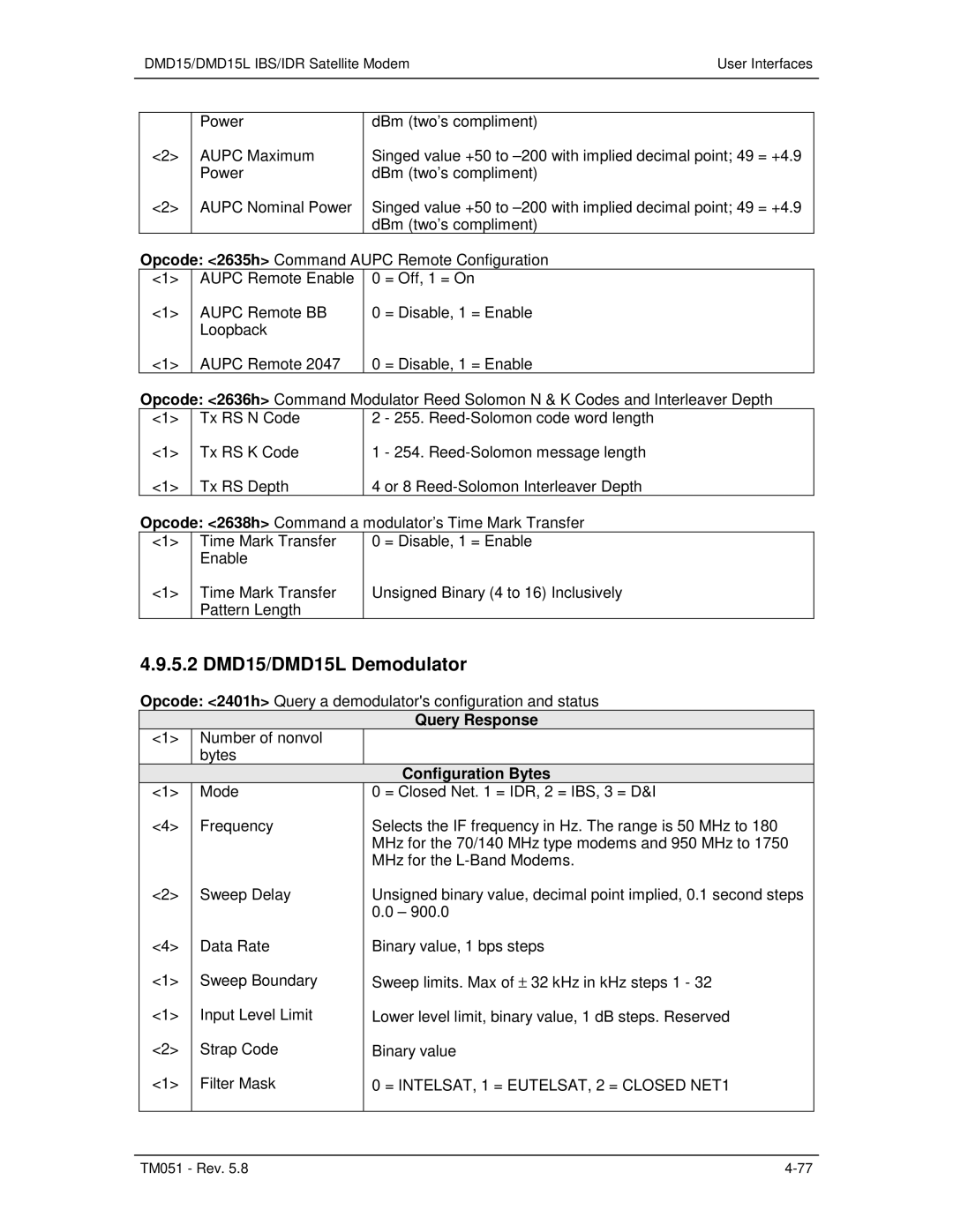 Paradyne operation manual 5.2 DMD15/DMD15L Demodulator, Query Response 