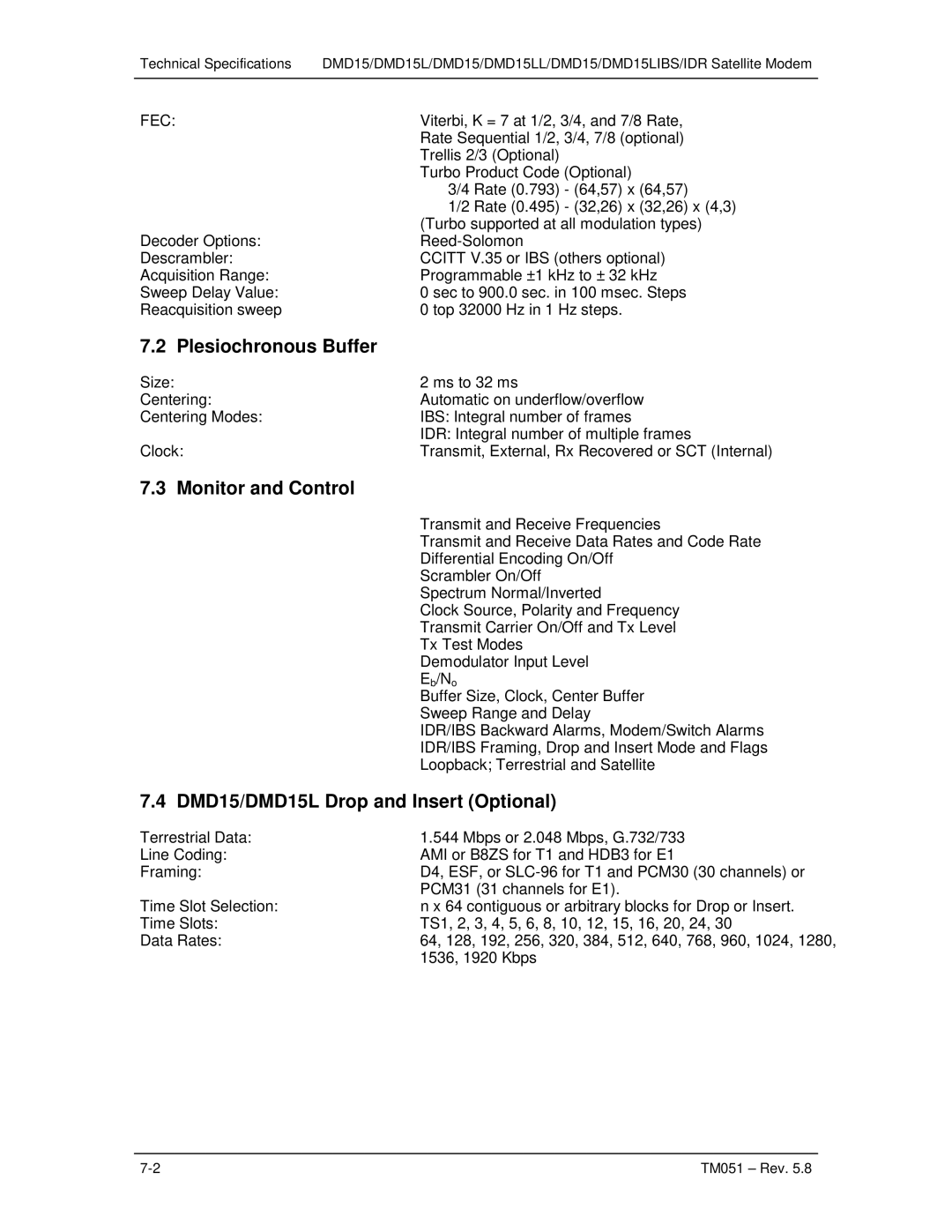 Paradyne operation manual Plesiochronous Buffer, Monitor and Control, DMD15/DMD15L Drop and Insert Optional 