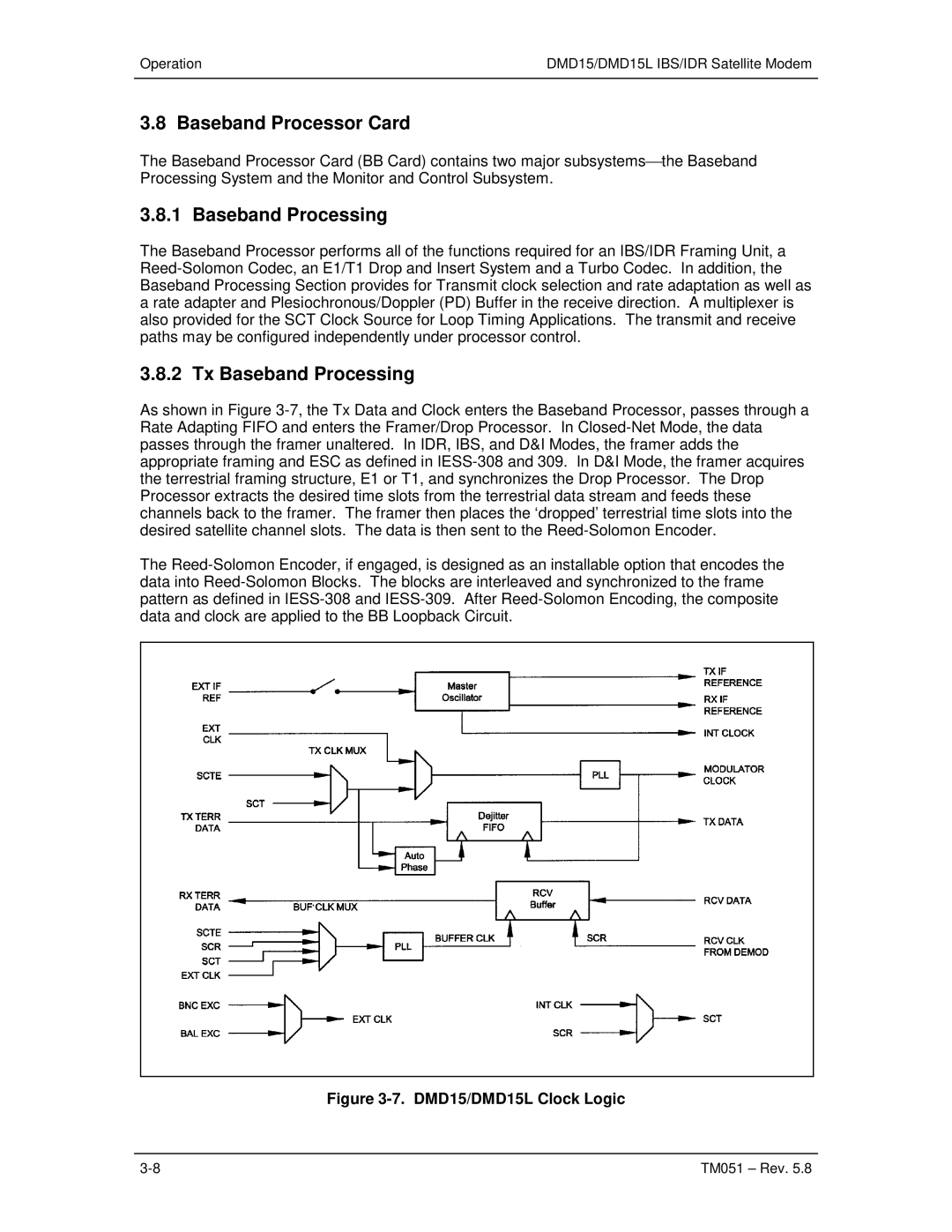 Paradyne DMD15L operation manual Baseband Processor Card, Tx Baseband Processing 