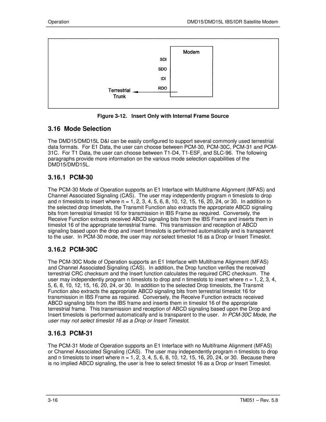 Paradyne DMD15L operation manual Mode Selection, PCM-30C, PCM-31 