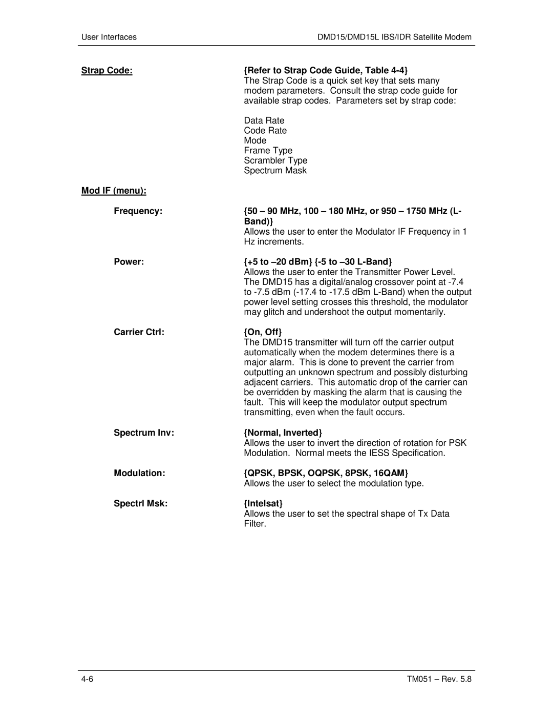 Paradyne DMD15L operation manual QPSK, BPSK, OQPSK, 8PSK, 16QAM 