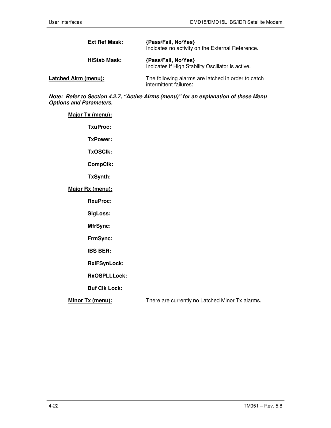 Paradyne DMD15L operation manual Ibs Ber, RxIFSynLock RxOSPLLLock Buf Clk Lock 