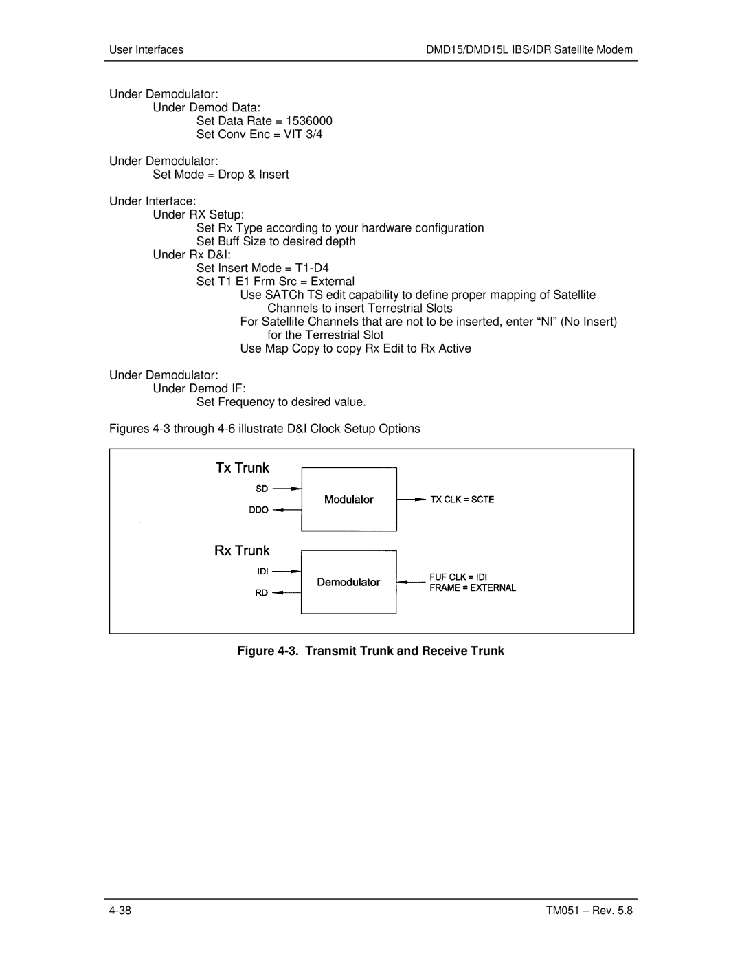 Paradyne DMD15L operation manual Transmit Trunk and Receive Trunk 