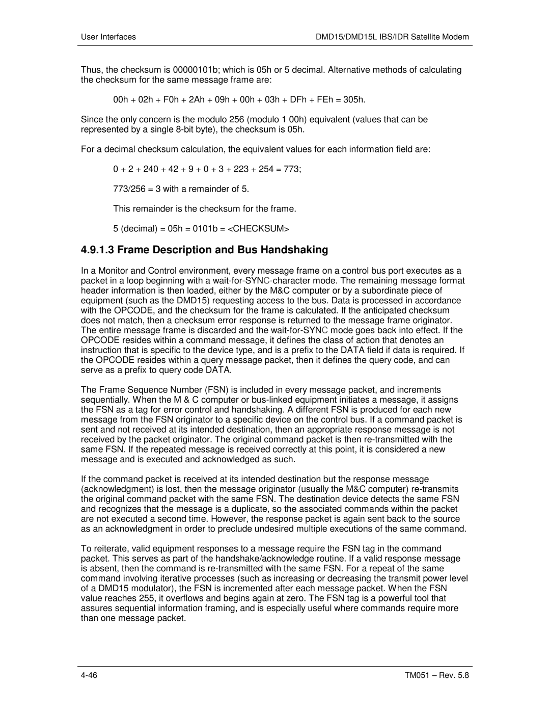 Paradyne DMD15L operation manual Frame Description and Bus Handshaking 